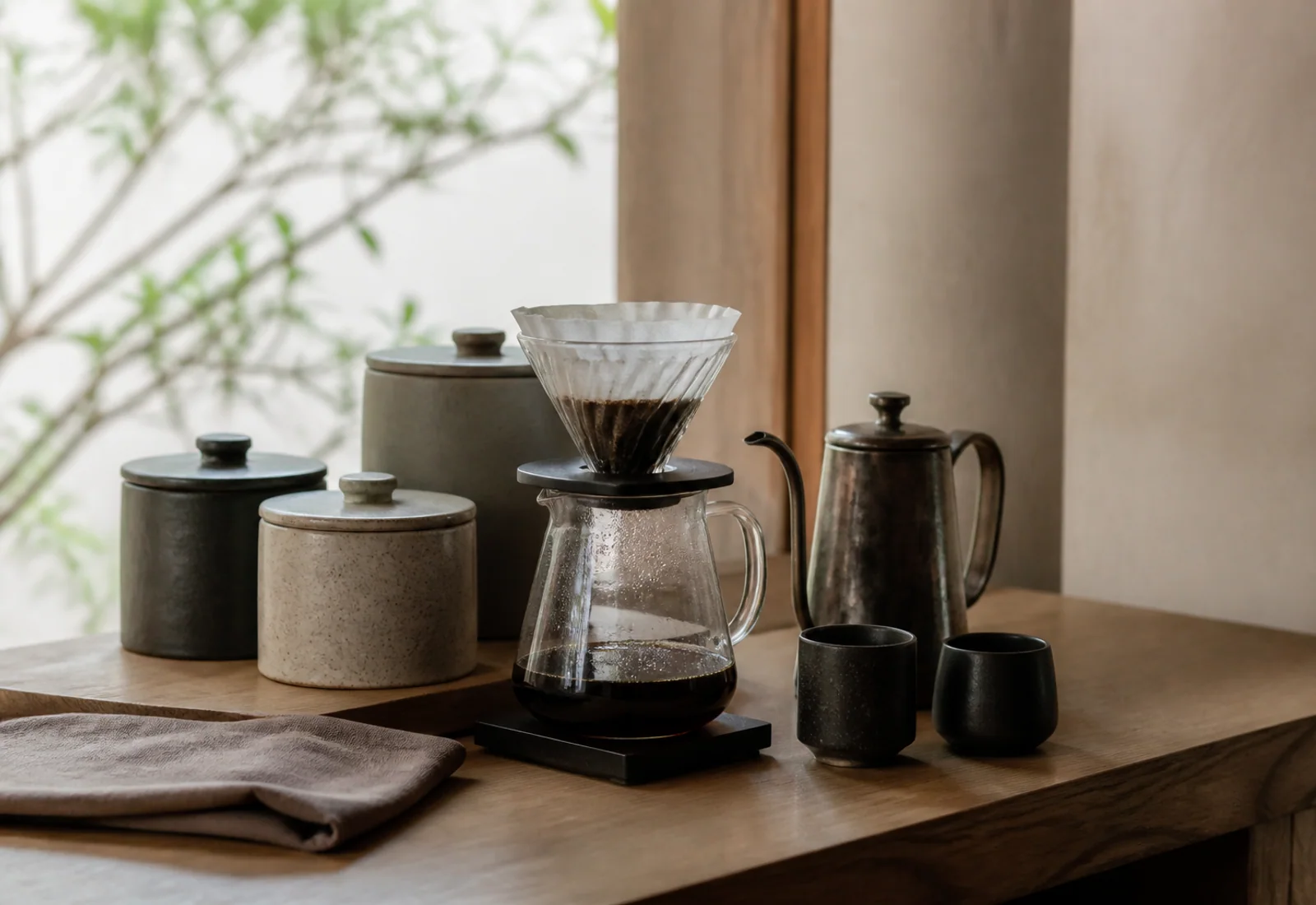 手沖咖啡器具與茶罐